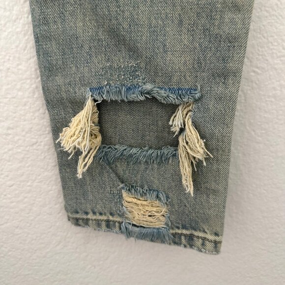 Saint Laurent D02 M/SK-LW Distress Straight Leg Mid Rise Jeans Light Blue Sz 30 - Picture 8 of 14